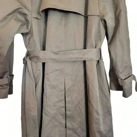 London Fog Women's Tan Light Brown British Khaki Poly Double Breasted Lined Tren - Picture 8 of 13